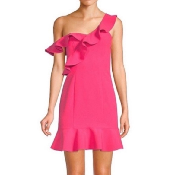 Likely Norvina Ruffle Asymmetrical One Shoulder Mini Dress - Picture 1 of 9